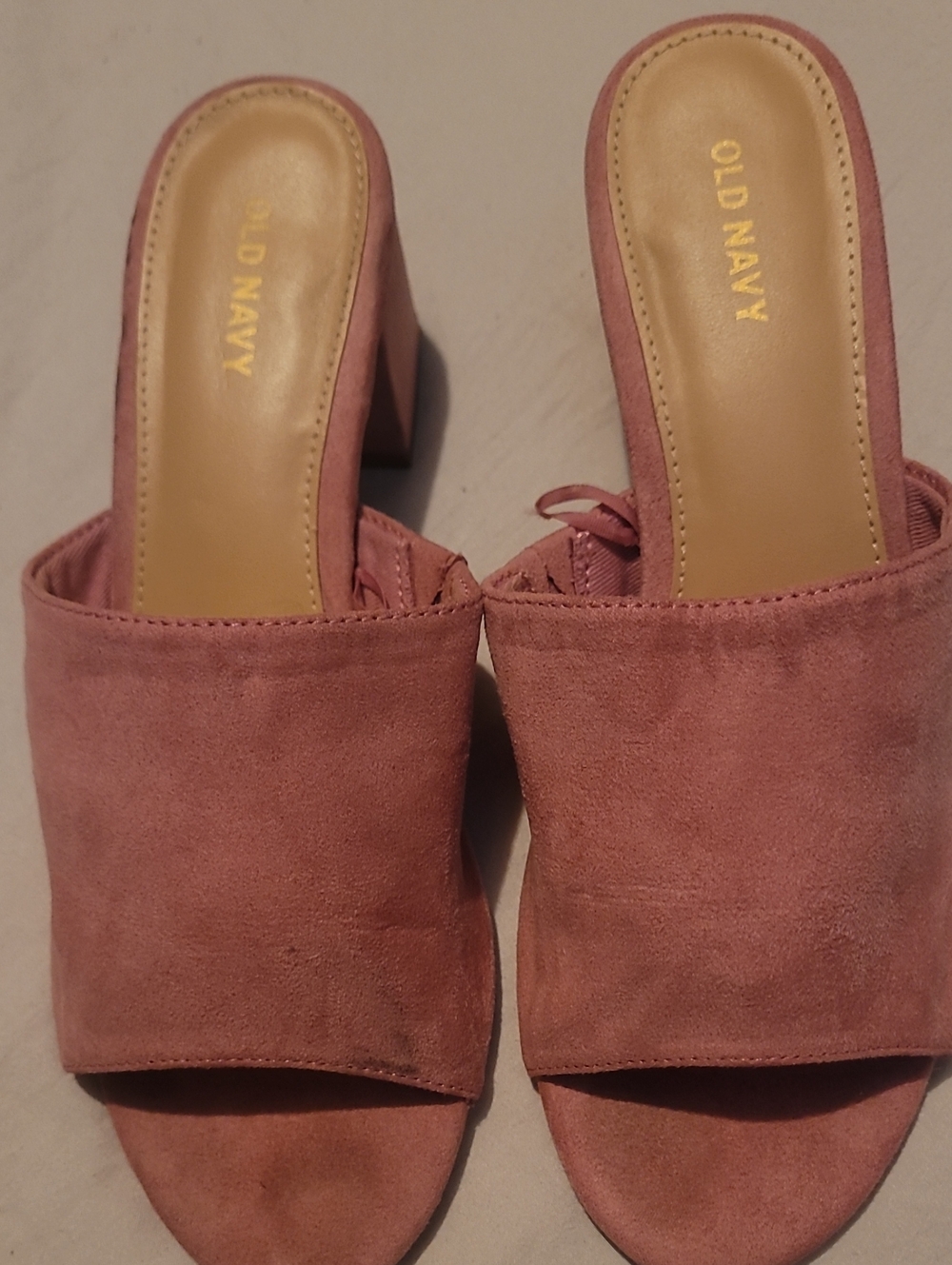 Old Navy Rose Suede Open-Toe Block Heel Mules